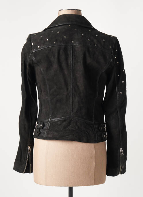 Veste en cuir noir BLUE MONKEY pour femme