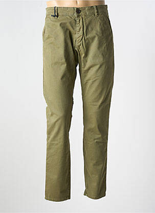 Pantalon chino fermeture zippée sous rabat boutonné vert PULL IN femme