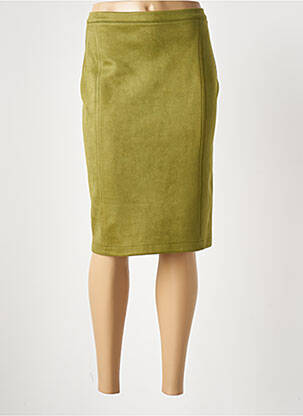 Jupe mi-longue stretch vert QUATRE VINGT JOURS femme