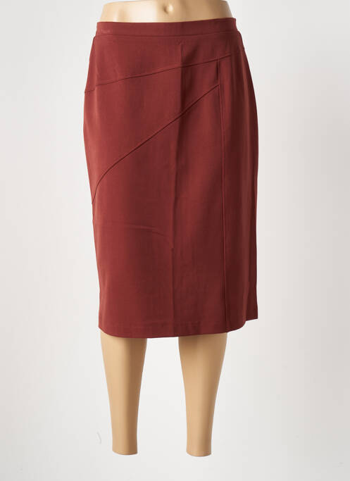 Jupe mi-longue coupe droite rouge GRIFFON femme