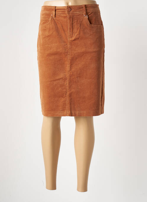 Jupe mi-longue coupe droite marron GRIFFON femme
