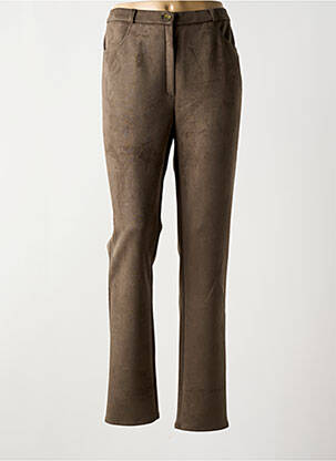 Pantalon droit fermeture zippée sous rabat boutonné taille normale marron GEVANA femme