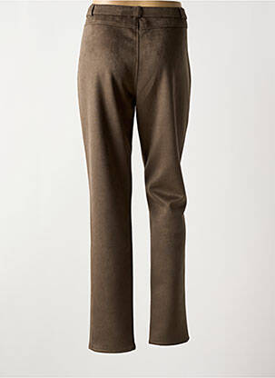 Pantalon droit fermeture zippée sous rabat boutonné taille normale marron GEVANA femme