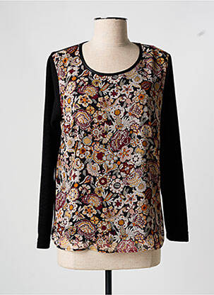 Pull coupe cintrée manches longues noir GRIFFON femme