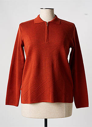 Pull coupe cintrée manches longues orange ELEANE femme