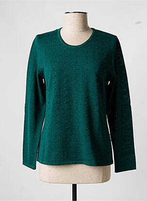 Pull tissage chiné manches longues vert GRIFFON femme