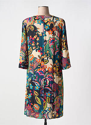Robe mi-longue imprimé fleurs manches 3/4 noir GRIFFON femme