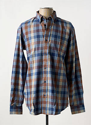 Chemise manches longues imprimé carreaux bleu EASY LINE homme