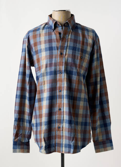 Chemise manches longues imprimé carreaux bleu EASYLINE homme