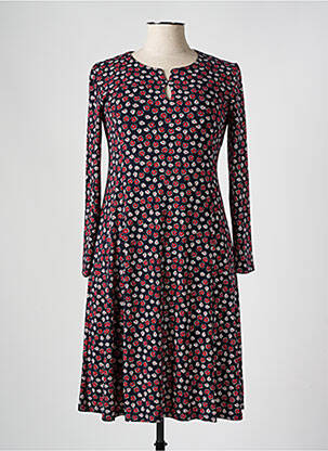 Robe mi-longue coupe fluide manches longues bleu GEVANA femme