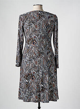 Robe mi-longue coupe fluide manches longues bleu GEVANA femme