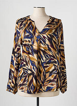 Blouse imprimé fantaisie manches longues marron CISO femme