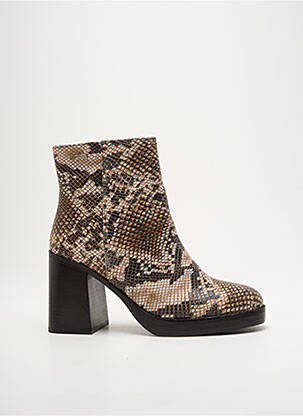 Bottines/boots tissage satiné talon de 7 à 9cm marron LES TROPEZIENNES PAR M.BELARBI femme
