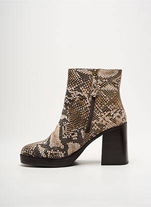 Bottines/boots tissage satiné talon de 7 à 9cm marron LES TROPEZIENNES PAR M.BELARBI femme