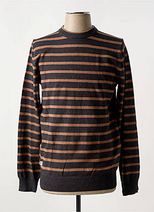 Pull col rond manches longues gris DEELUXE homme