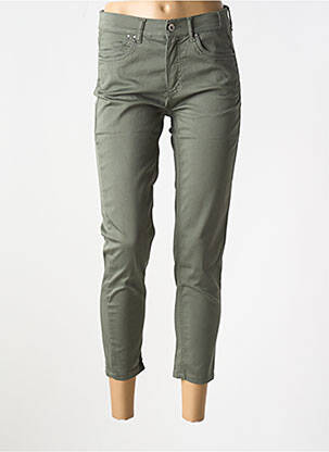 Pantalon 7/8 tissage popeline taille normale vert ANNA MONTANA femme