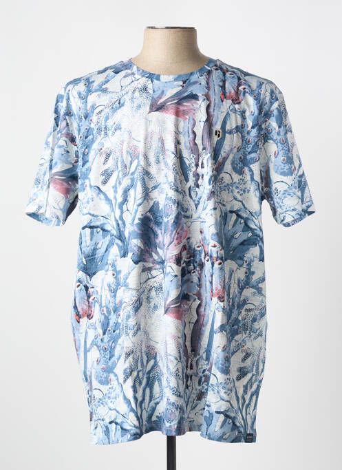T-shirt broderie manches courtes bleu GARCIA homme