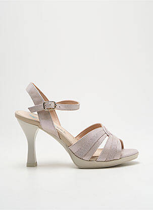 Sandales/nu pieds matière lisse talon de 7 à 9cm beige DESIREE femme