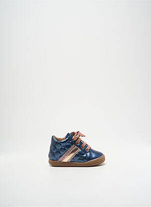 Bottillons tissage satiné bout rond bleu BABYBOTTE fille
