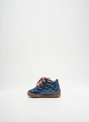 Bottillons tissage satiné bout rond bleu BABYBOTTE fille