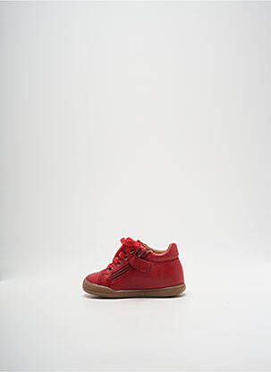 Bottillons tissage satiné bout rond rouge BABYBOTTE garçon