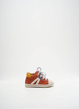 Bottillons nubuck bout rond orange BABYBOTTE garçon