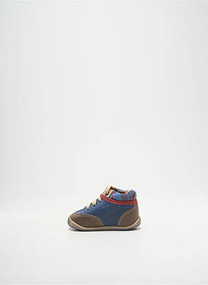 Bottillons tissage satiné bout rond bleu BABYBOTTE garçon