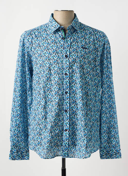 Chemise manches longues bleu DELAHAYE pour homme