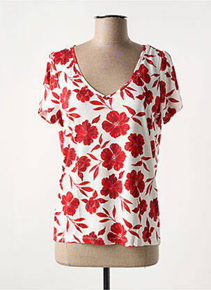 T-shirt col v manches courtes rouge LES P'TITES BOMBES femme