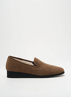 Chaussons/pantoufles bout rond talon plat jusqu'à 3cm marron EXQUISE femme