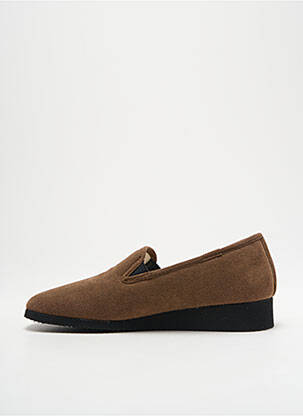 Chaussons/pantoufles bout rond talon plat jusqu'à 3cm marron EXQUISE femme