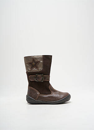 Bottes tissage satiné bout rond marron BOPY fille