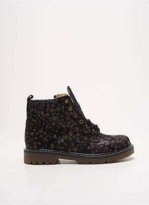 Bottines/boots tissage satiné talon bas noir BOPY fille