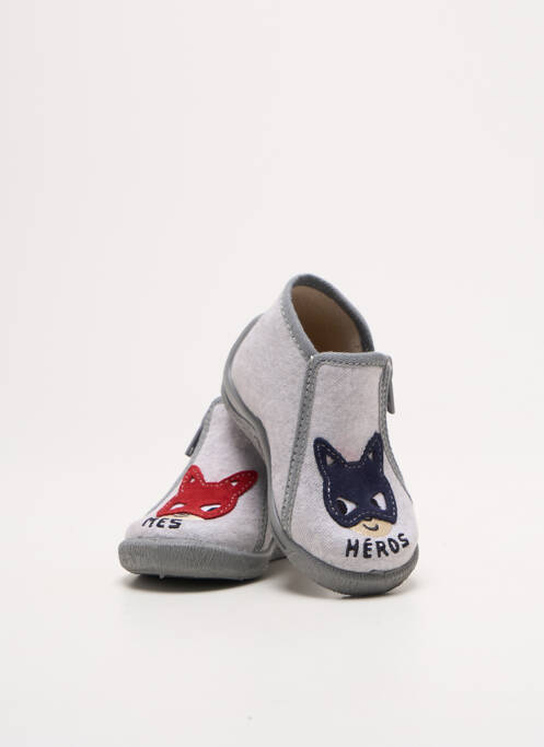 Chaussons/pantoufles fermeture zippée bout rond gris BELLAMY garcon