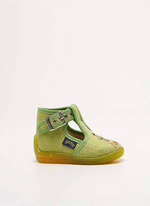 Chaussons/pantoufles tissage satiné bout rond vert BELLAMY fille