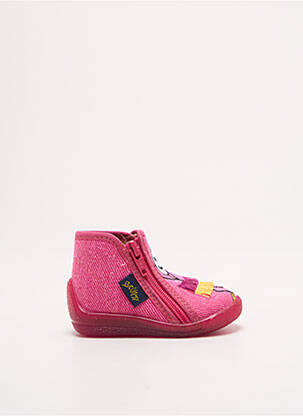 Chaussons/pantoufles tissage satiné bout rond rose BELLAMY fille