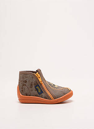 Chaussons/pantoufles fermeture zippée bout rond orange BELLAMY garçon