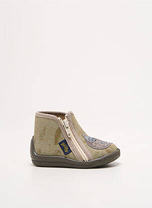 Chaussons/pantoufles fermeture zippée bout rond vert BELLAMY garçon