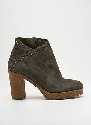 Bottines/boots nubuck talon de 7 à 9cm vert REQINS femme