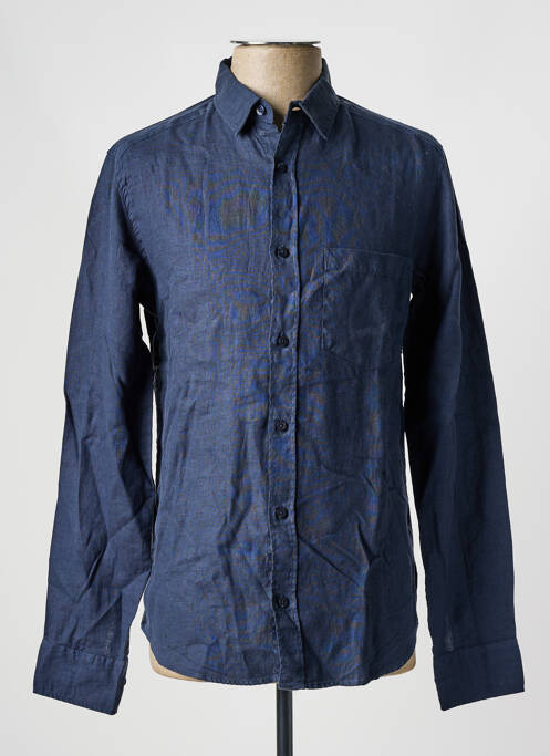 Chemise manches longues bleu fonce BLUE LEMON pour homme