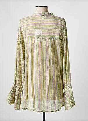 Chemisier tissage crêpe manches longues vert BLUE MOOD femme