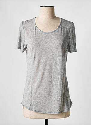 T-shirt stretch manches courtes gris FINE PARIS femme