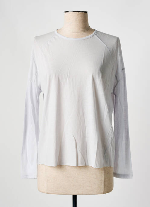 T-shirt stretch manches longues gris FINE PARIS femme