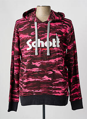 Sweat-shirt à capuche poches manches longues rose SCHOTT homme