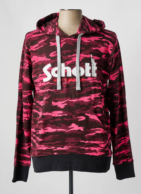 Sweat-shirt à capuche rose SCHOTT pour homme
