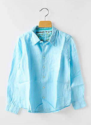 Chemise manches longues coupe droite bleu EUROPANN garçon