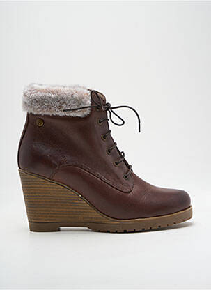 Bottines/boots matière lisse talon de 7 à 9cm marron CARMELA femme