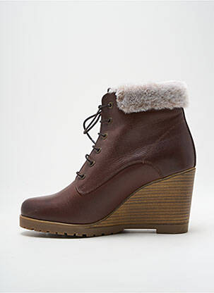 Bottines/boots matière lisse talon de 7 à 9cm marron CARMELA femme
