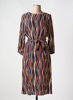 Robe longue imprimé fantaisie manches 3/4 bleu KING LOUIE femme