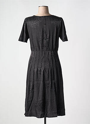 Robe mi-longue coupe fluide manches courtes noir CHERRY PARIS femme